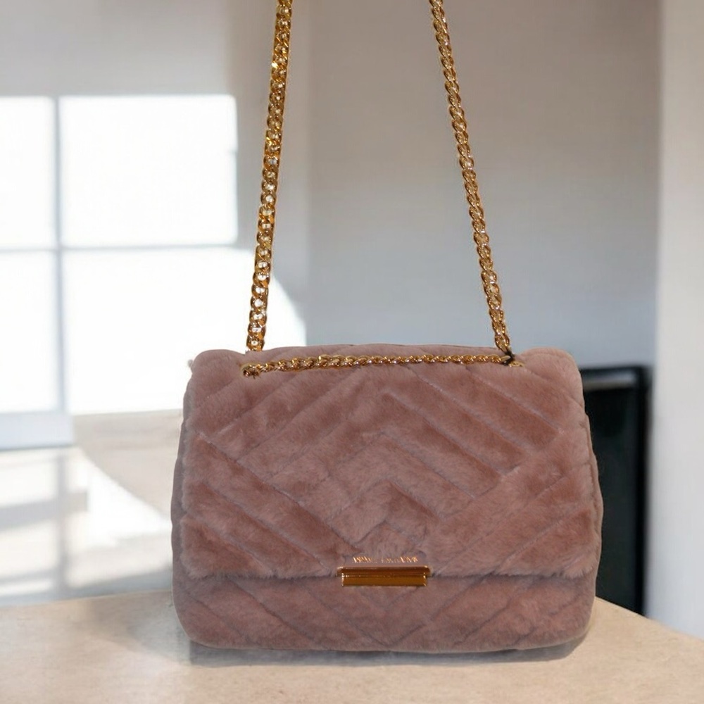 Armani Exchange Pink and Gold Quilted Shoulder Bag